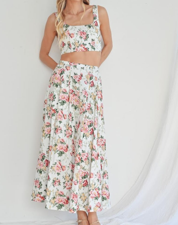 Alice Floral Maxi Skirt+ Crop Top Set