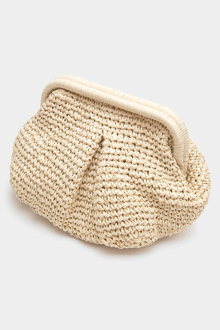Raffia Dumpling Pouch Bag
