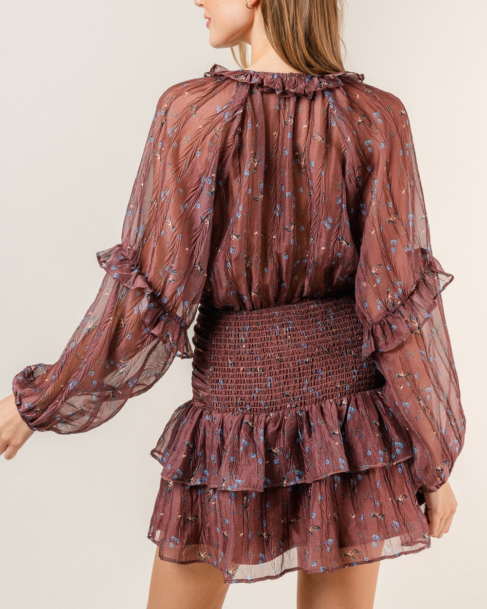 Smocked Button Mini Dress