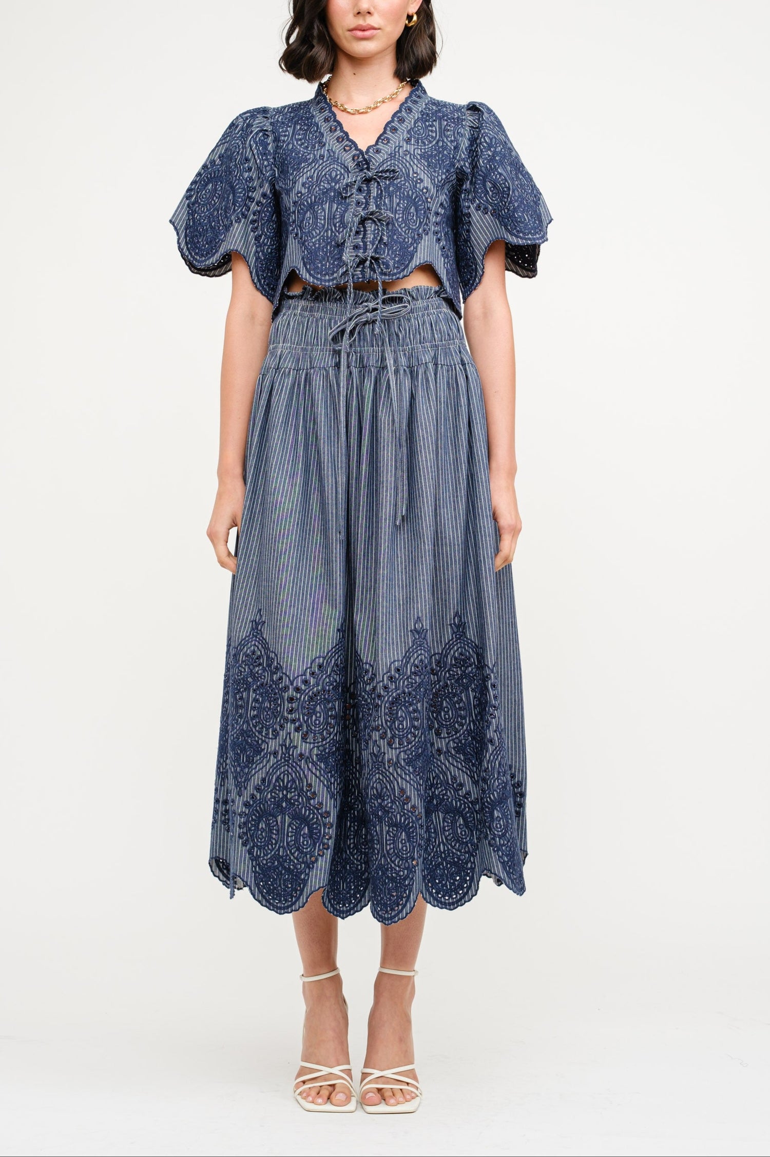 Margot Denim skirt+ blouse Set