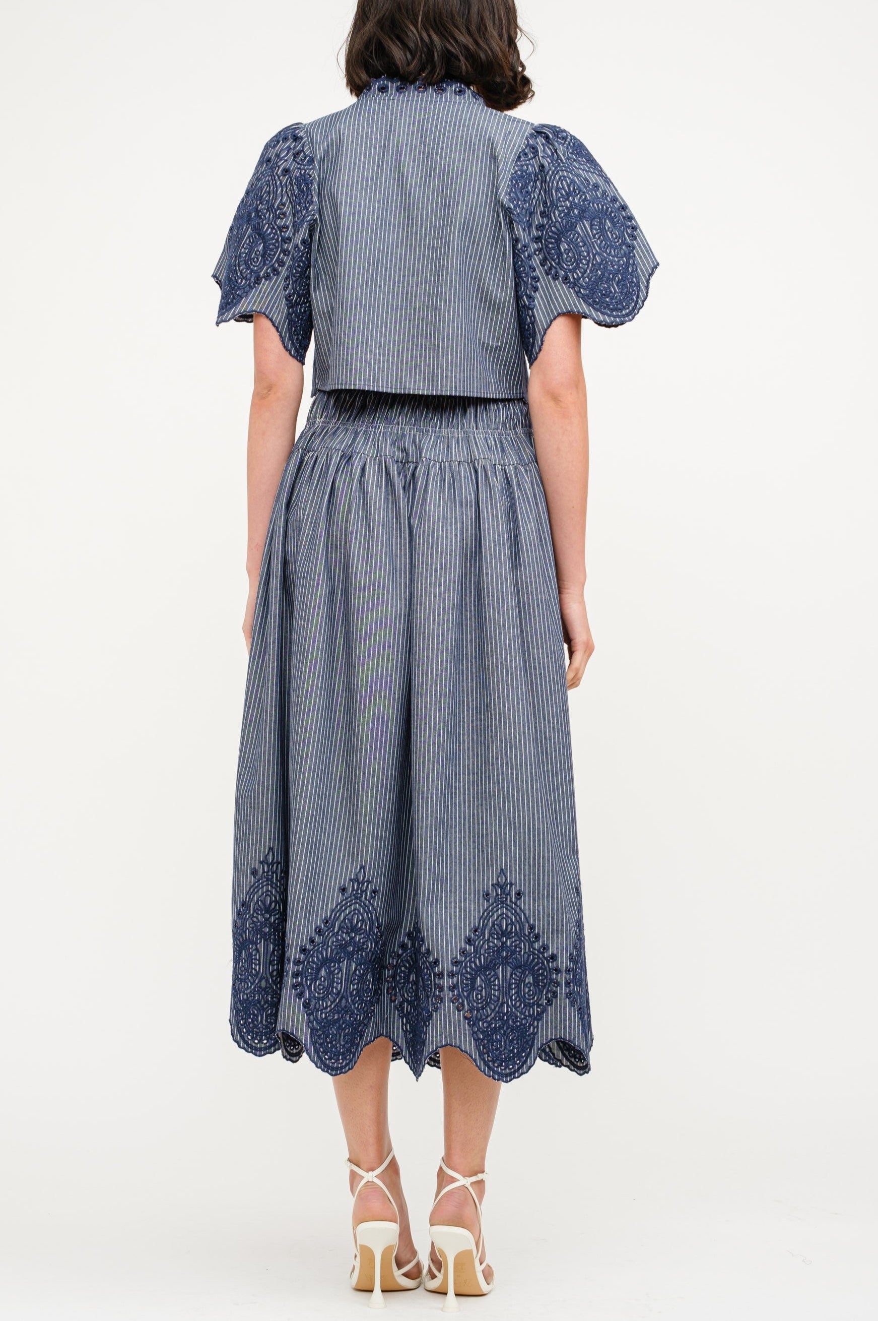 Margot Denim skirt+ blouse Set