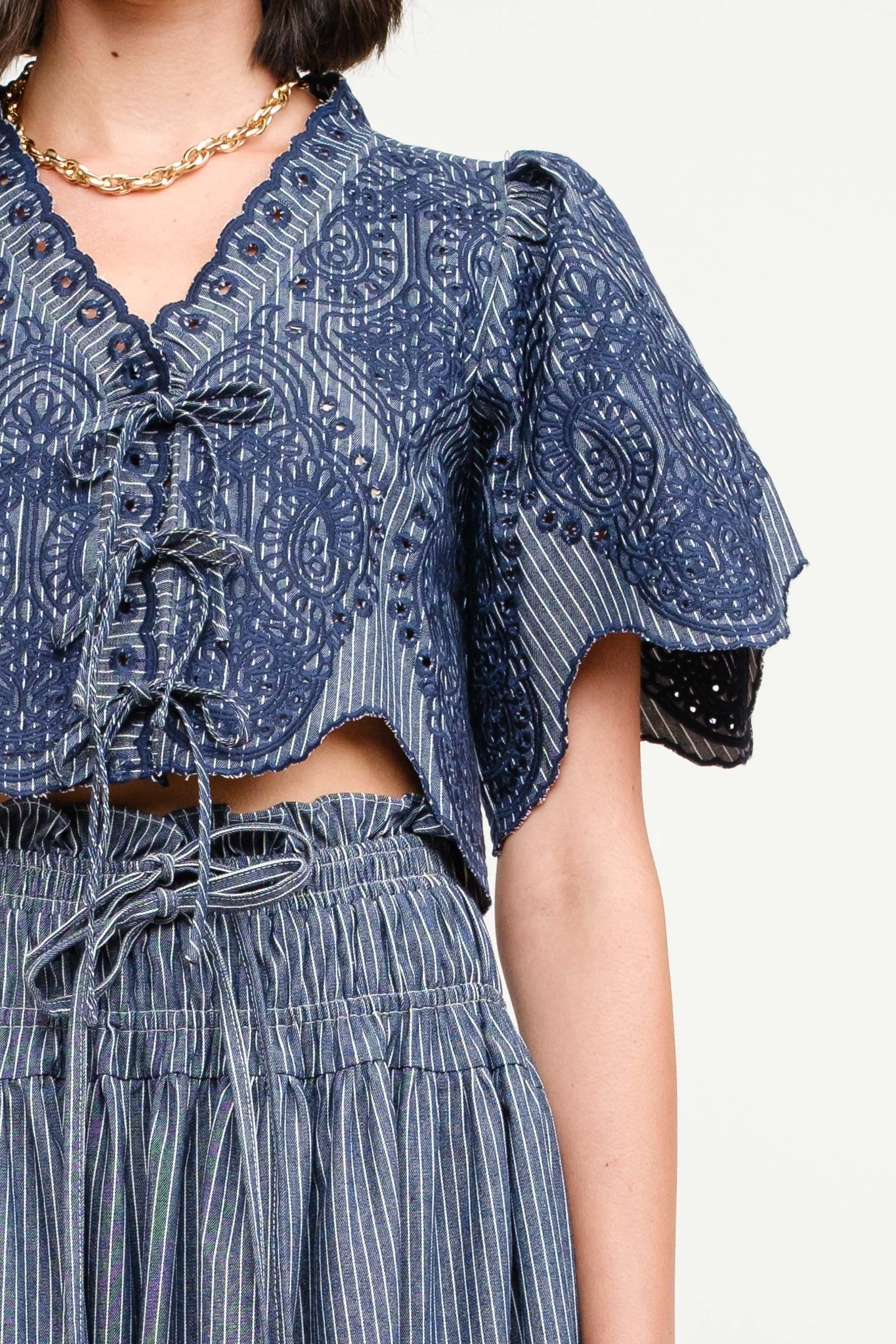 Margot Denim skirt+ blouse Set