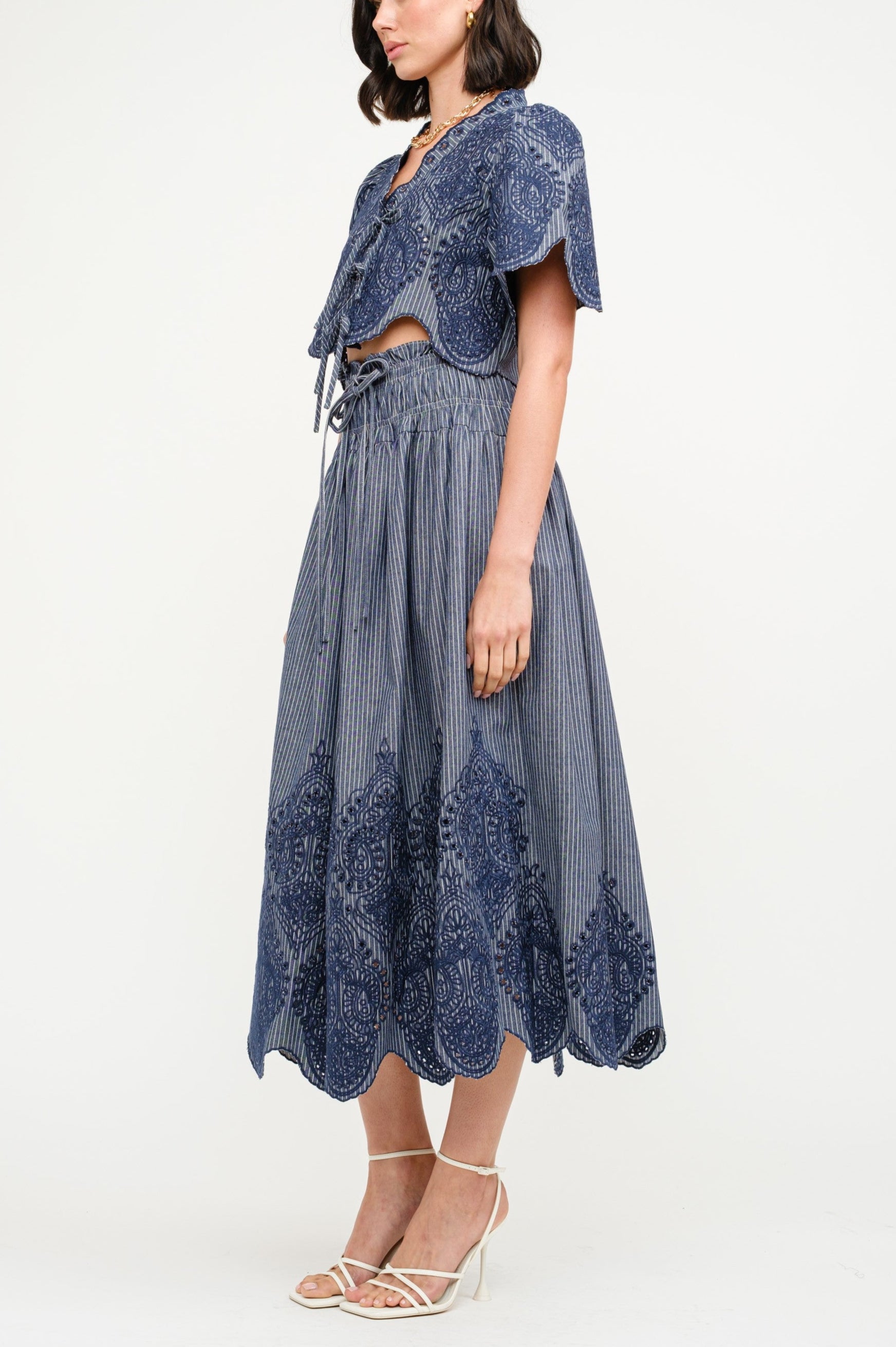 Margot Denim skirt+ blouse Set