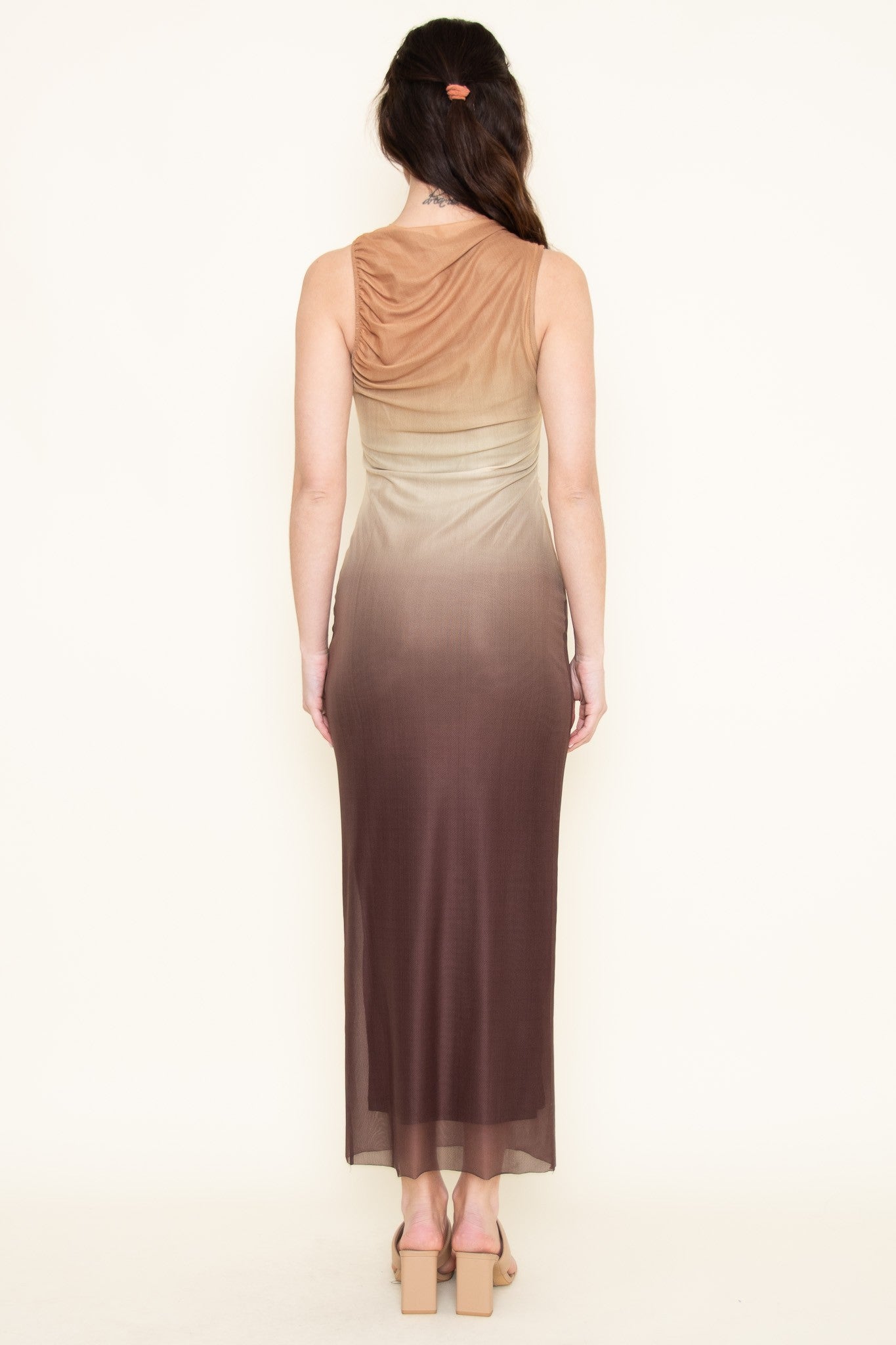 Ombre Sleeveless Ruched Dress