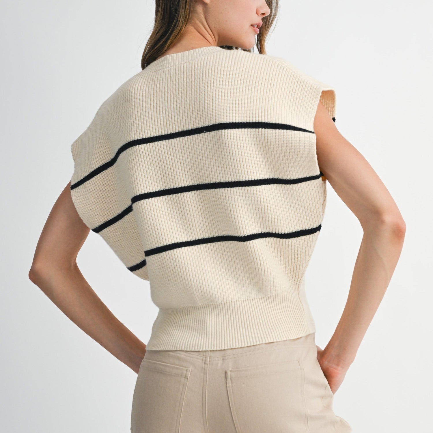 Stripe Button Down Knit Vest