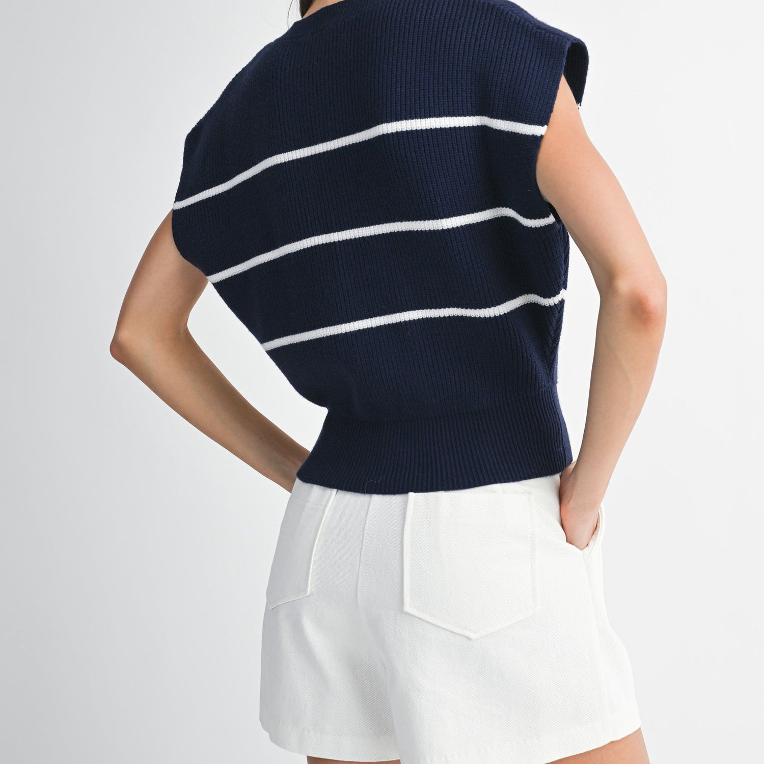 Stripe Button Down Knit Vest