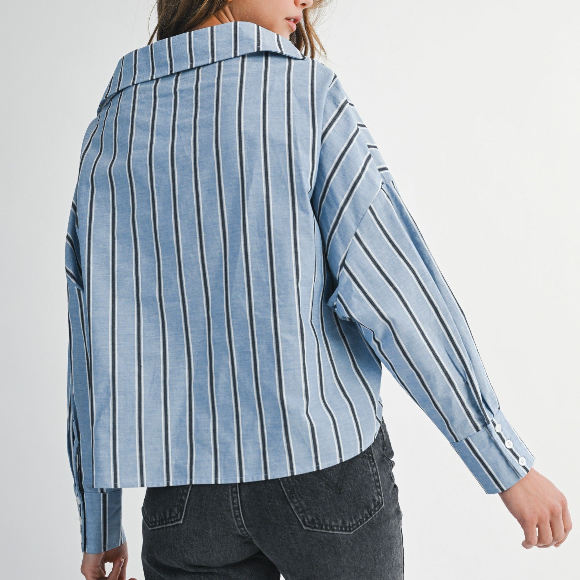 Front Twist Button-Down Top