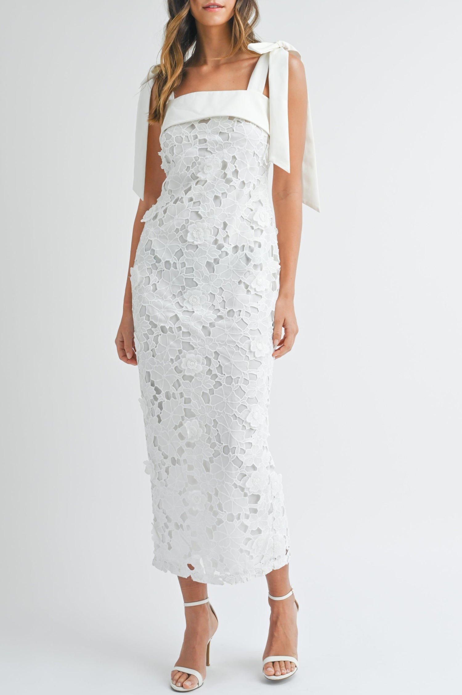 Medeira Lace Floral Midi Dress