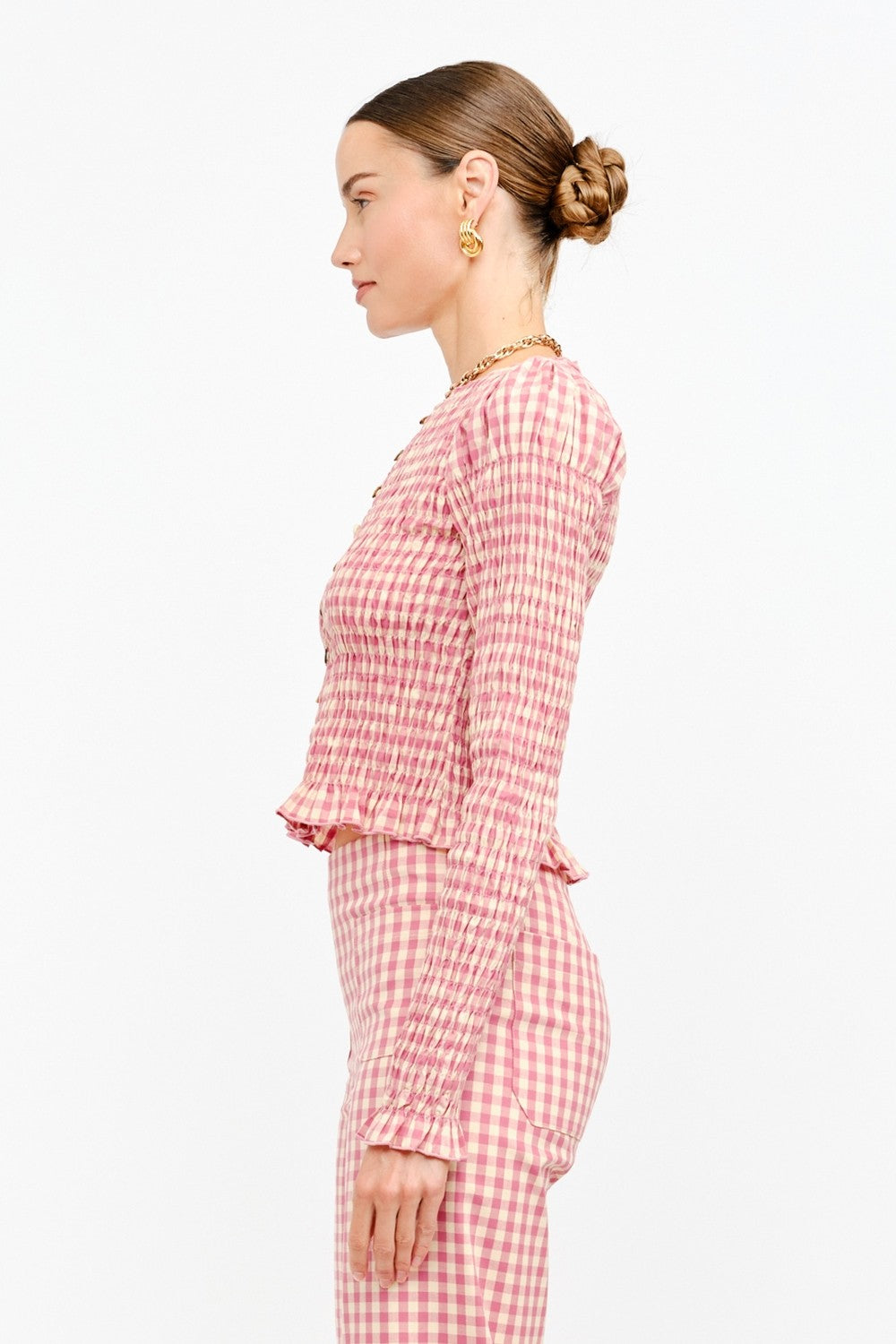 Ashton Gingham Smocked Top