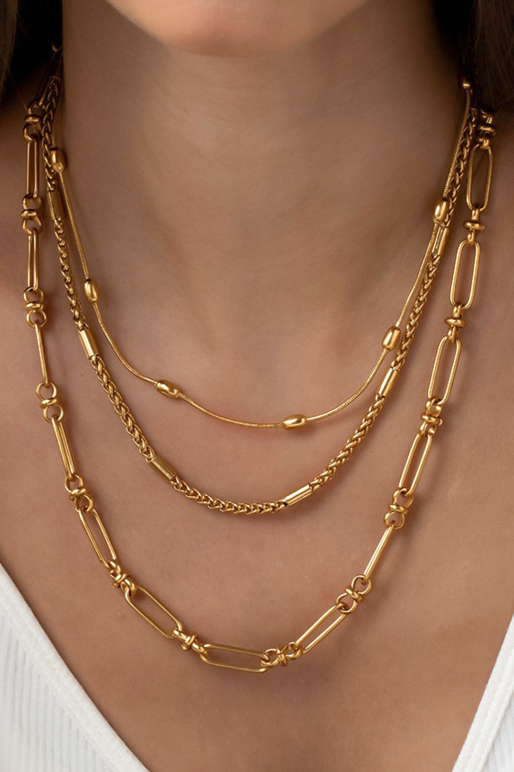 Triple Layered Chunky Chain Necklace