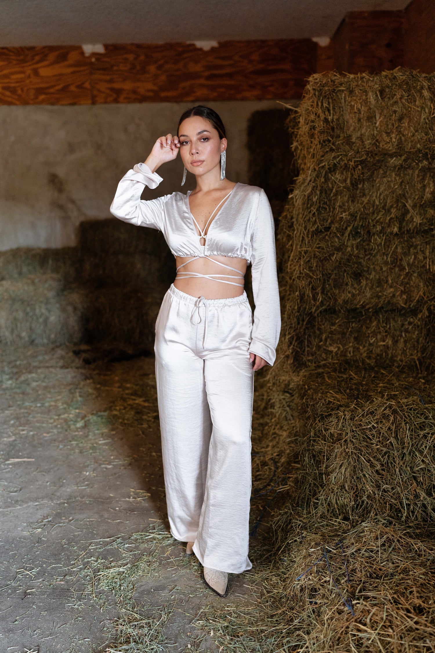 Salma Satin Wrap Top