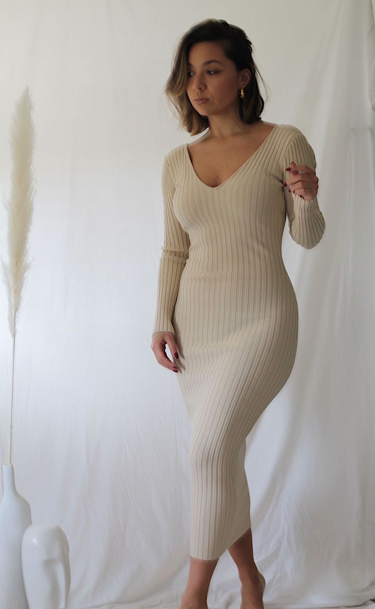 Mia Long Sleeve Ribbed Dress