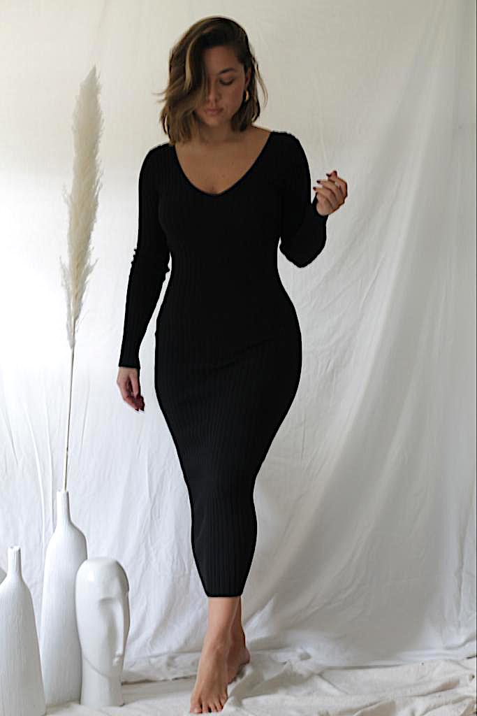 Mia Long Sleeve Ribbed Dress