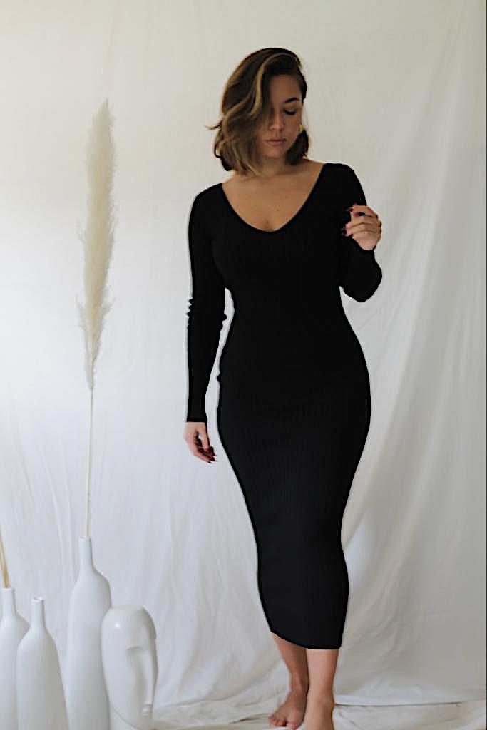 Mia Long Sleeve Ribbed Dress