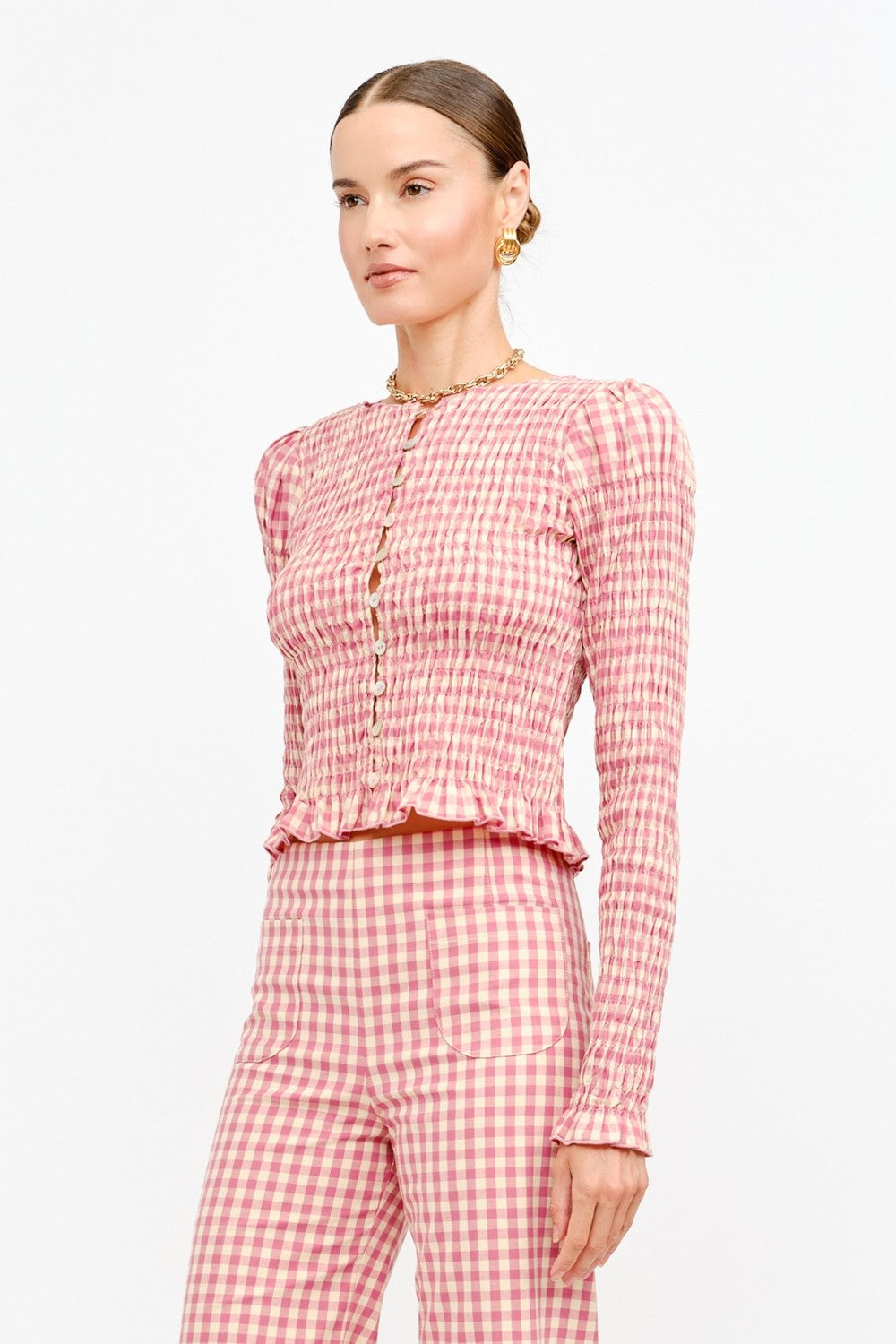 Ashton Gingham Smocked Top