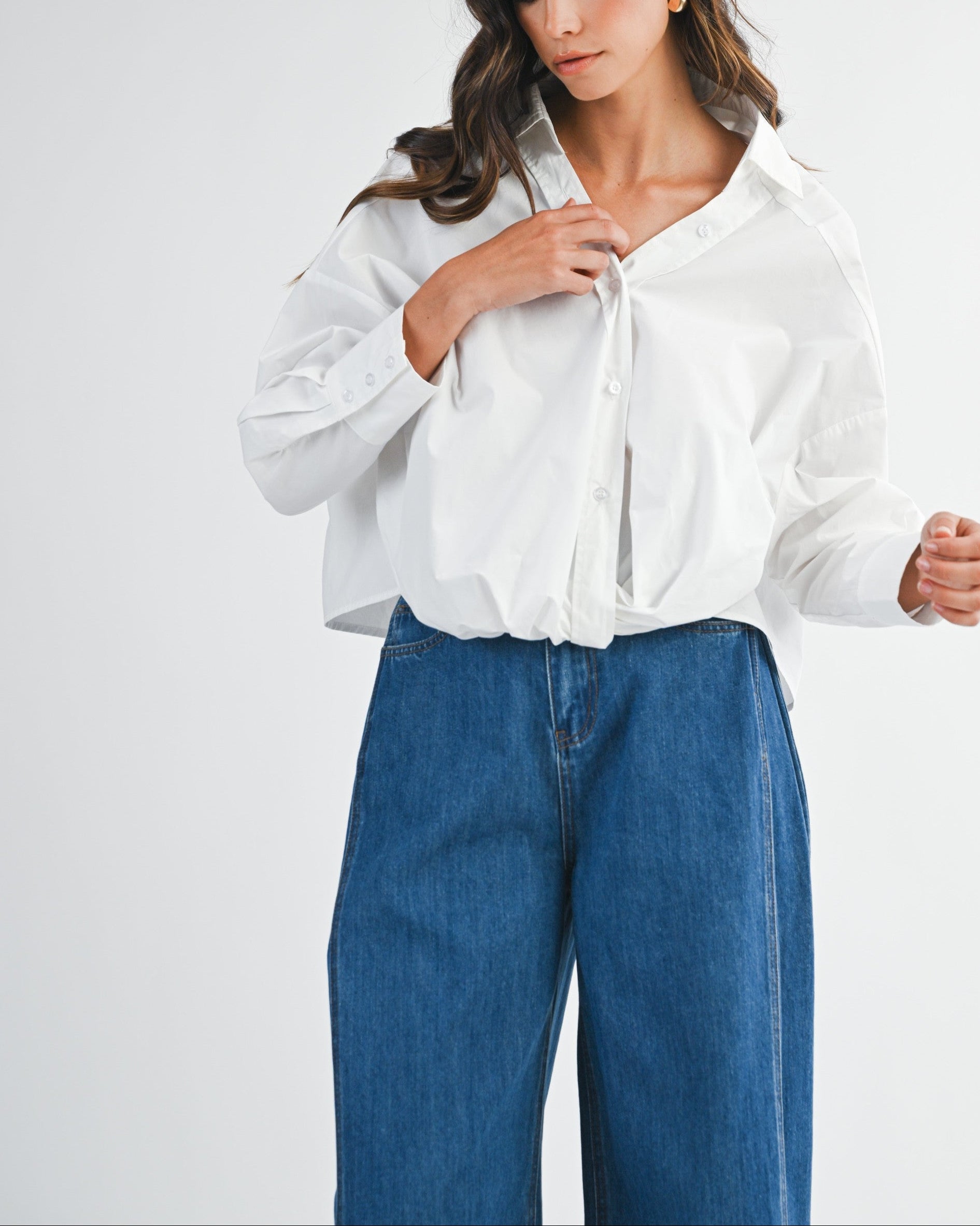 Front Twist Button-Down Top