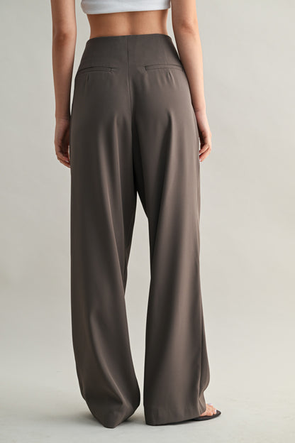 High Waisted Front Pleated Trousers