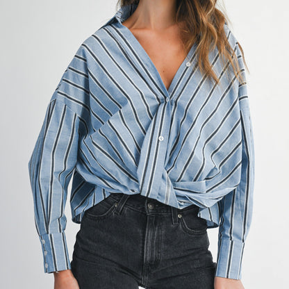Front Twist Button-Down Top