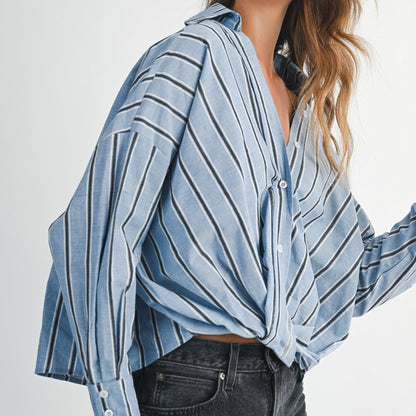 Front Twist Button-Down Top