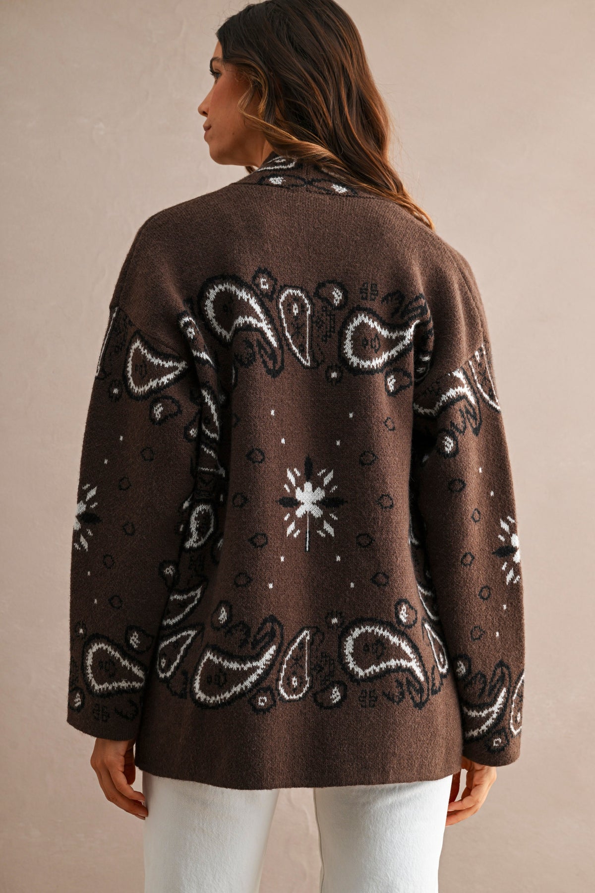 Paisley Pattern Knit Cardigan