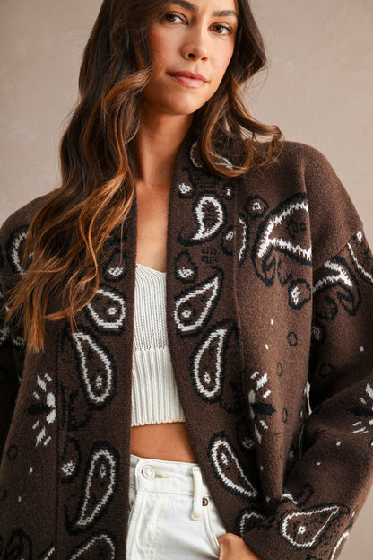 Paisley Pattern Knit Cardigan