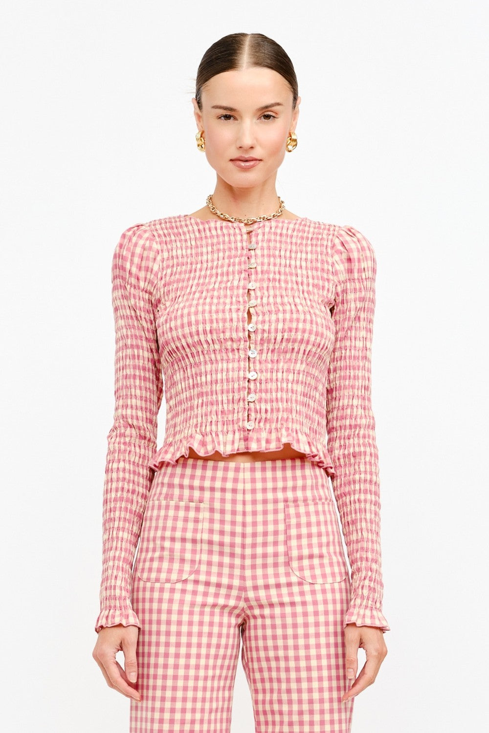 Ashton Gingham Smocked Top