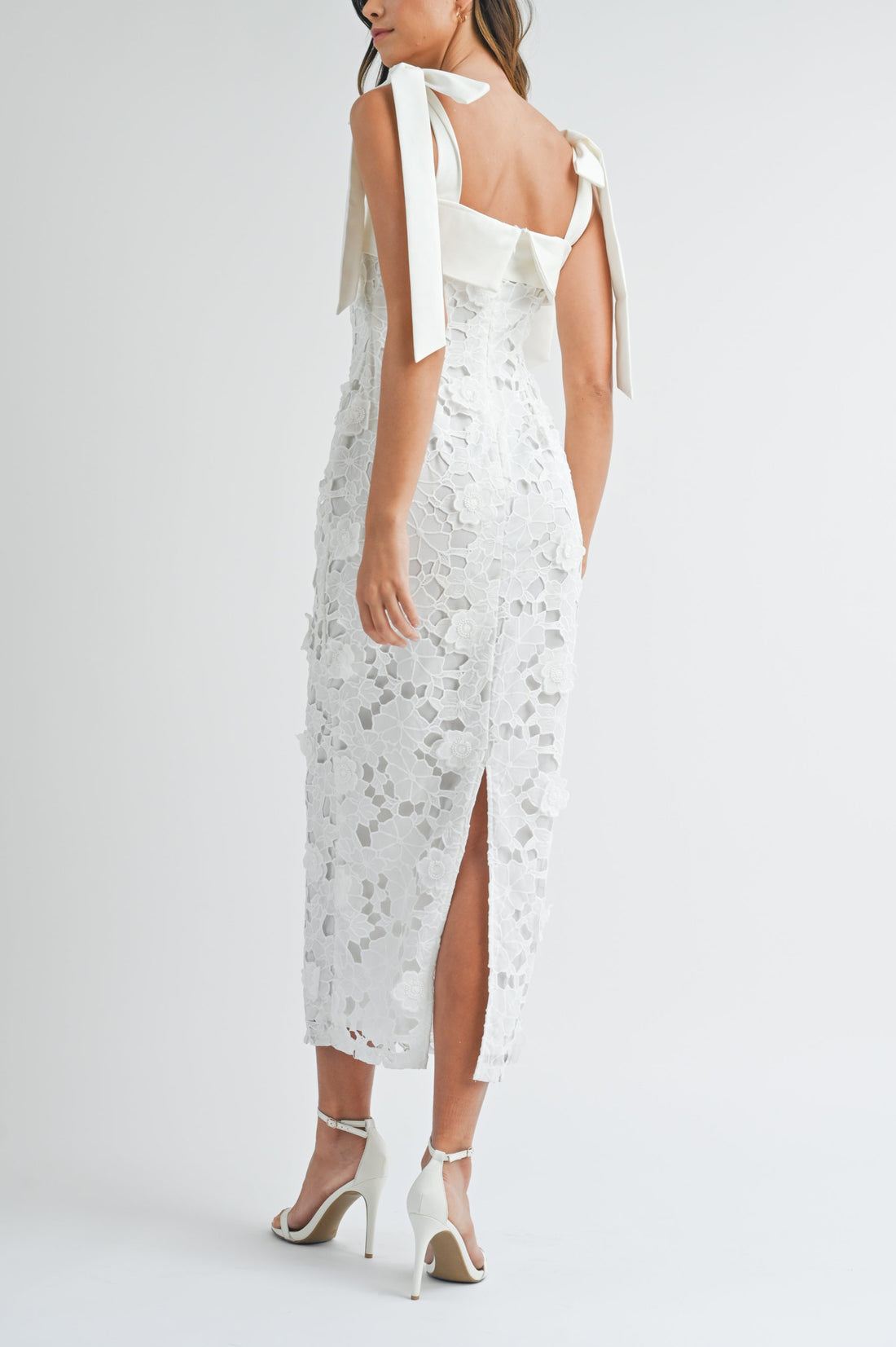 Medeira Lace Floral Midi Dress