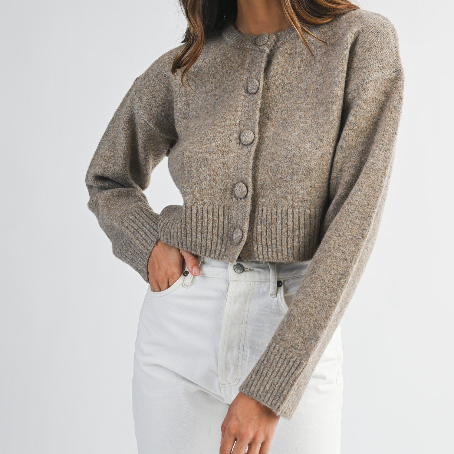 Knit Button Down Crop Cardigan