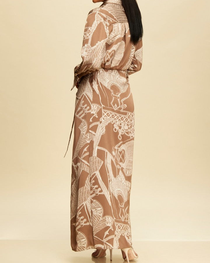 Chain Wrap Maxi Shirt Dress