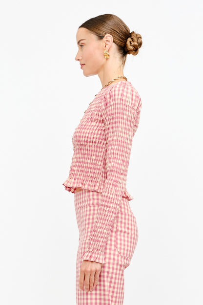 Ashton Gingham Smocked Top