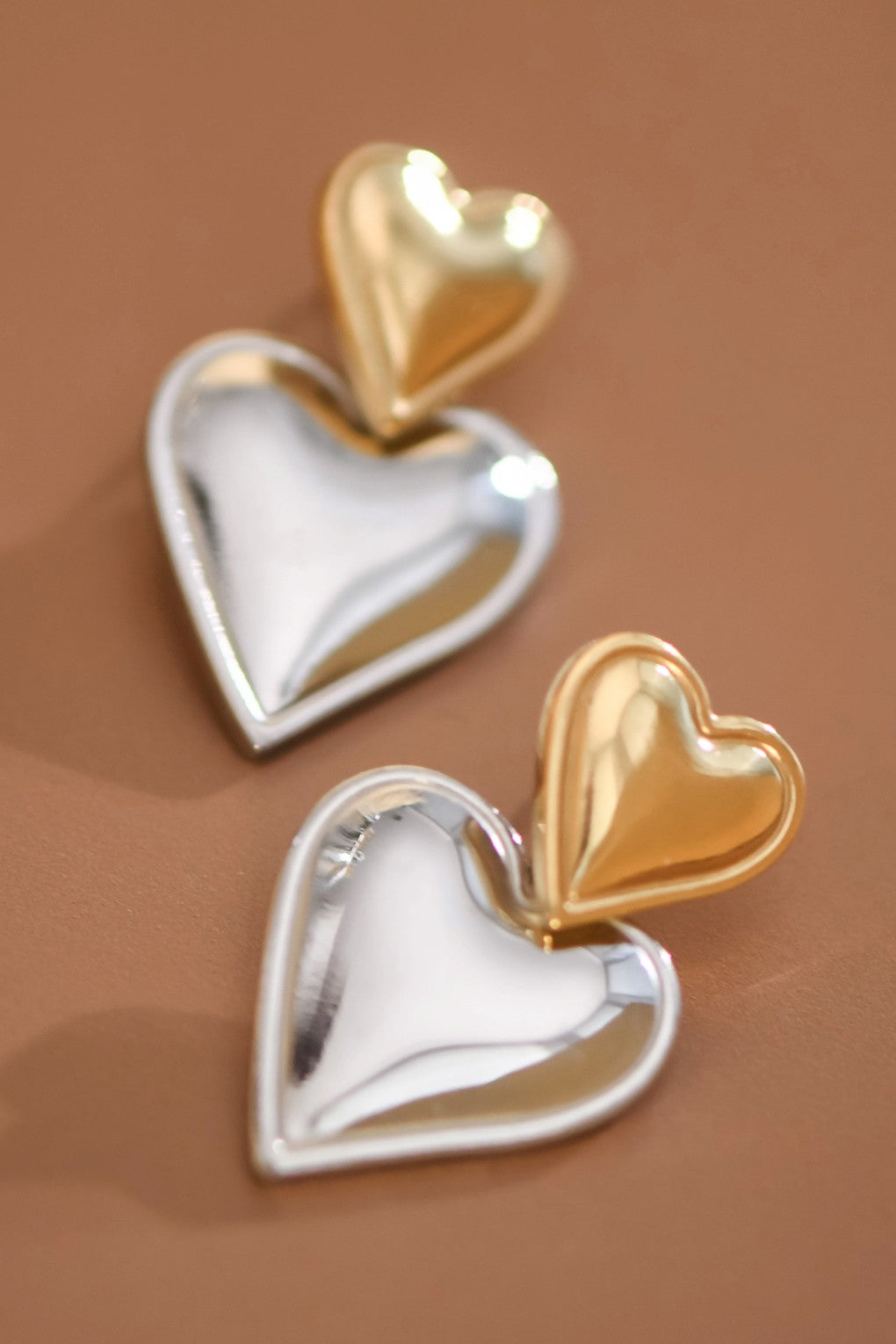 Two Tone Heart Earrings