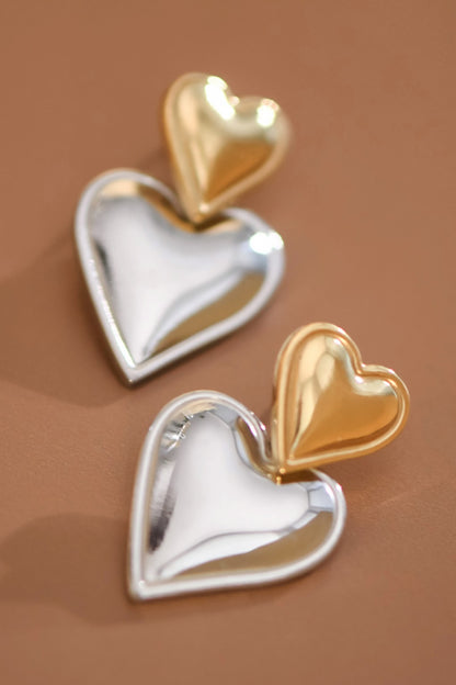 Two Tone Heart Earrings